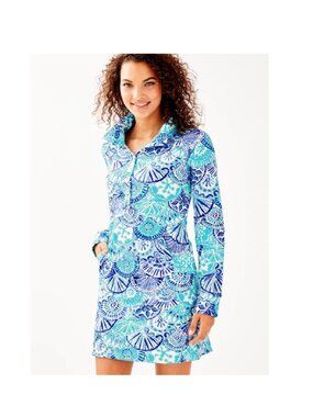 LILLY PULITZER UPF 50+ CAPTAIN DRESS Turquoise Oasis sz Medium